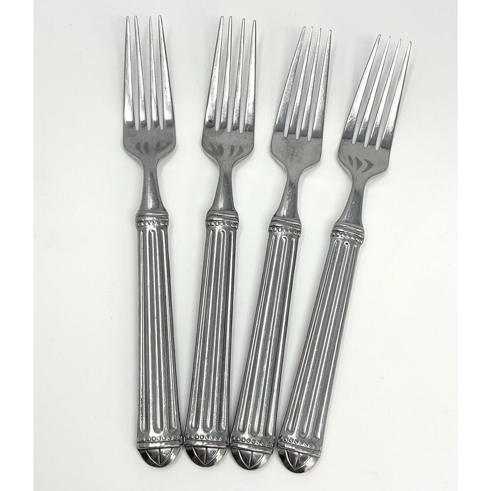 JC PENNEY COLONNADE Stainless Glossy Dinner Place Forks 8.25" Set Of 4